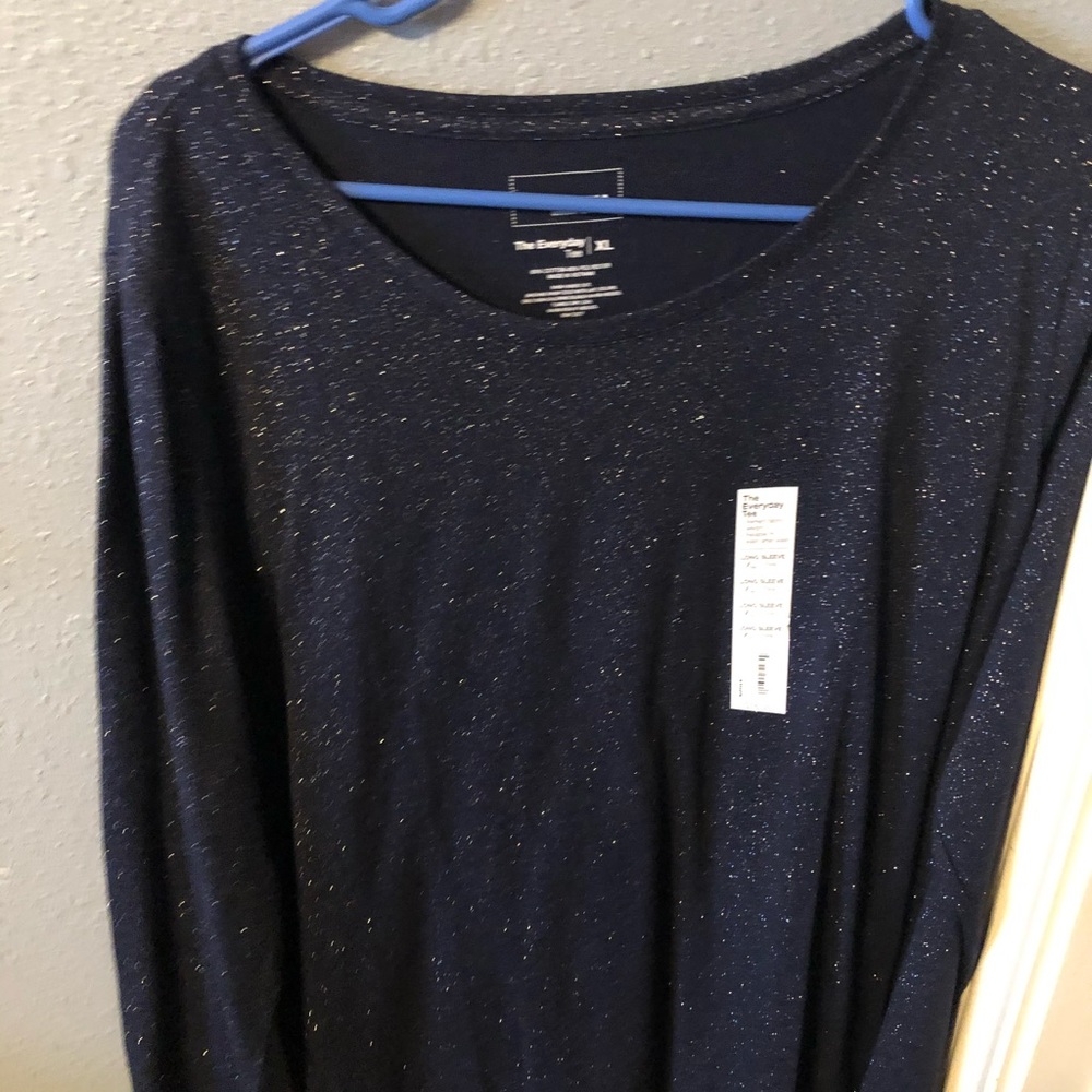 Navy blue sparkle long sleeve shirt